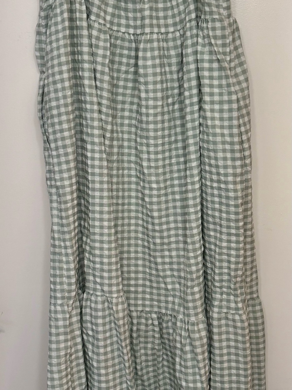 Petal & Pup Bradley Sage Gingham Tiered Maxi Dress - Picture 3 of 3